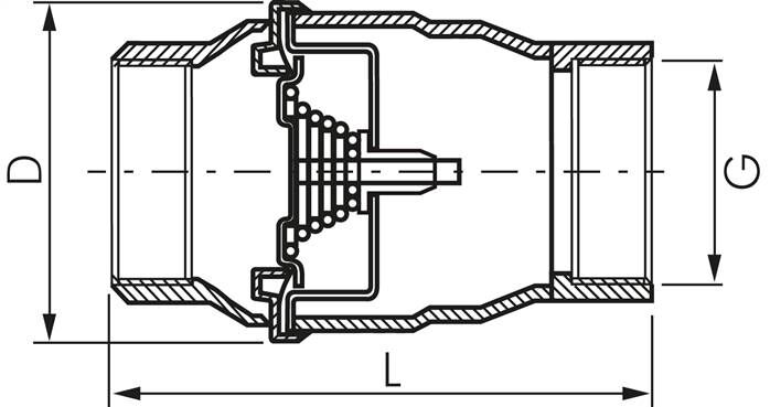 Valvola di non ritorno (leggera), NPT 1-1/4", PN 16, 1.4301