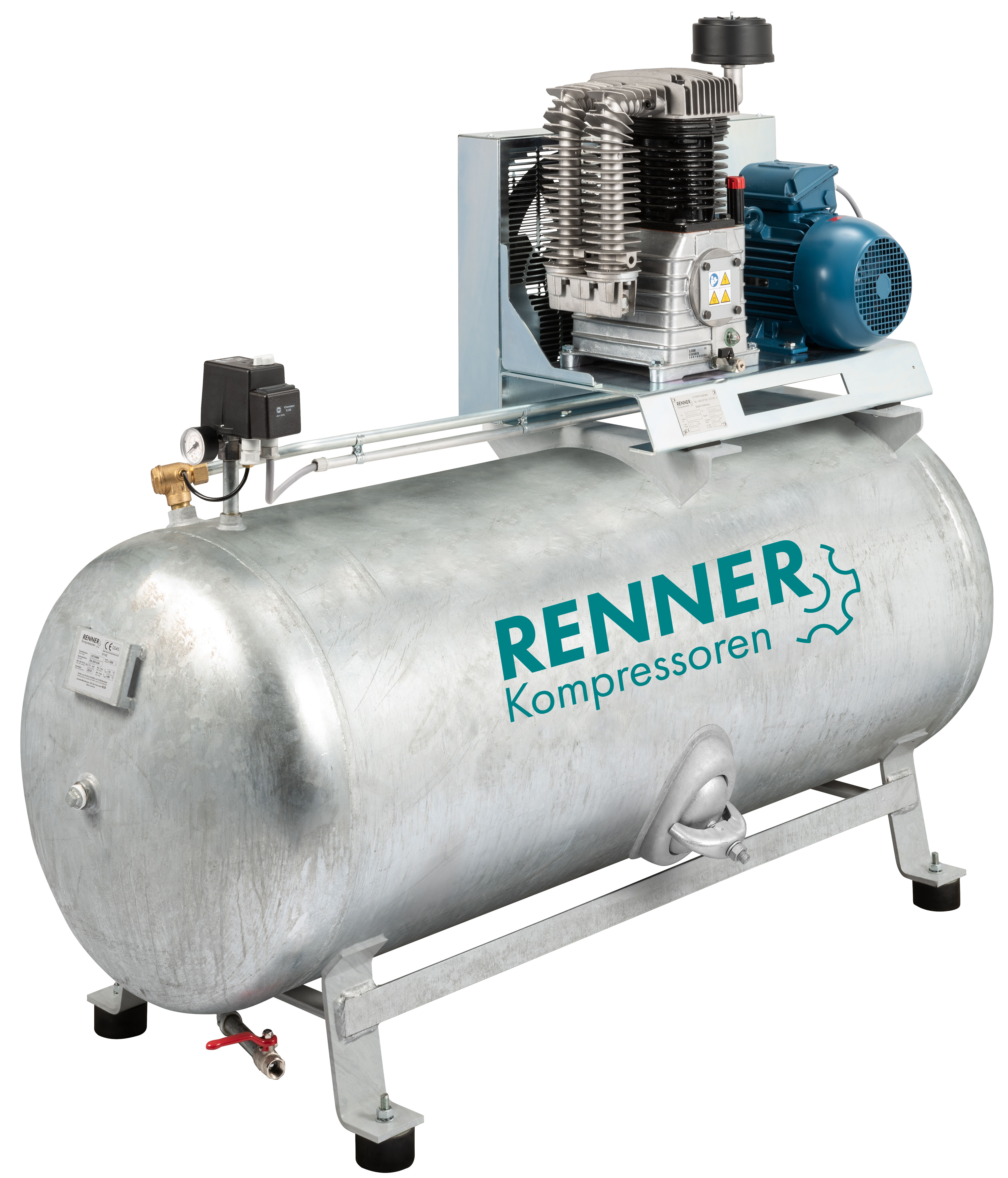 RENNER RIKO H 960/500 Industrie-Kolbenkompressor 15 bar - verzinkter, liegender Behälter