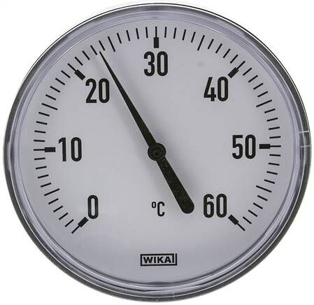 Bimetallthermometer, waagerecht D100/0 bis +60°C/60mm, Kunststoffgehäuse