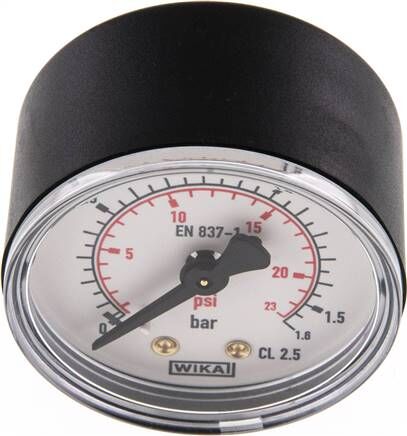 Manometer waagerecht (KU/Ms), 50mm, 0 - 1,6 bar, G 1/8"