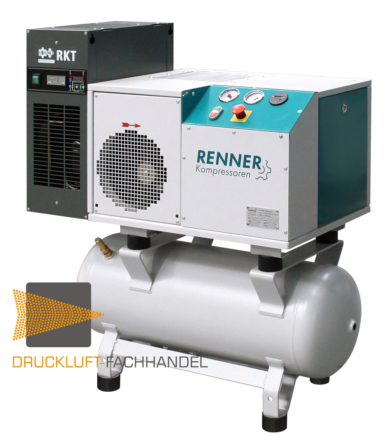 RENNER-Kompressor RSDK-B 5,5 mit 90 L. Behälter u. Trockner | Schraubenkompressor