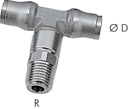 Connettore a T push-in R 1/8"-8mm, serie acciaio inox