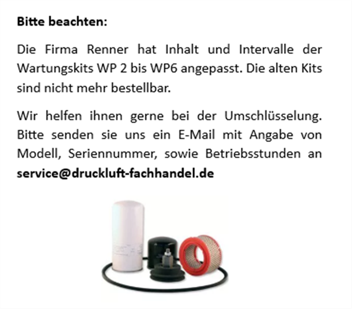 RENNER Wartungspaket 2  (02819) ist nicht mehr lieferbar! ______ Ersatznummer bitte anfragen unter info@druckluft-fachhandel.de