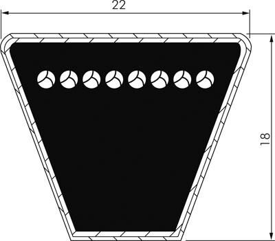 Schmalkeilriemen, DIN 7753/1, SPC 22x18, Ld=6.000mm