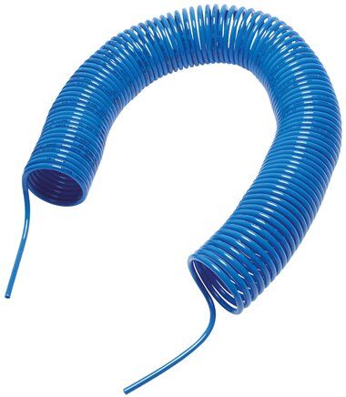 Tuyau spiralé PA 6 x 4 mm, bleu, longueur de travail 7,5 mtr