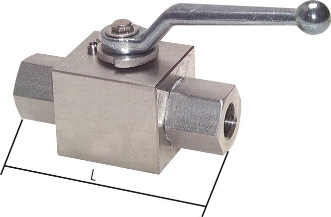 Robinet à boisseau sphérique haute pression, acier inoxydable, G 3/8", -0,999 à 500 bar, -30 °C à max. +180 °C