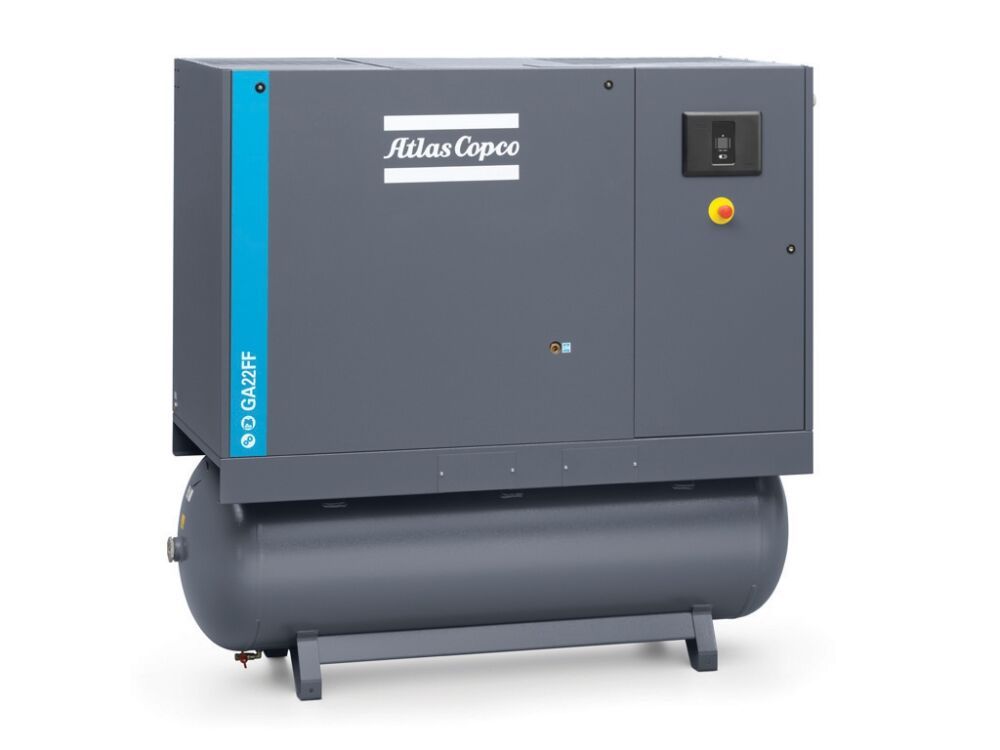 Compressore a vite Atlas Copco GA 22 - 8,5 bar FF con essiccatore a refrigerazione e serbatoio da 500 L