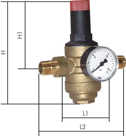 Riduttore di pressione per acqua potabile R 1", 1,5 - 12 bar, DVGW