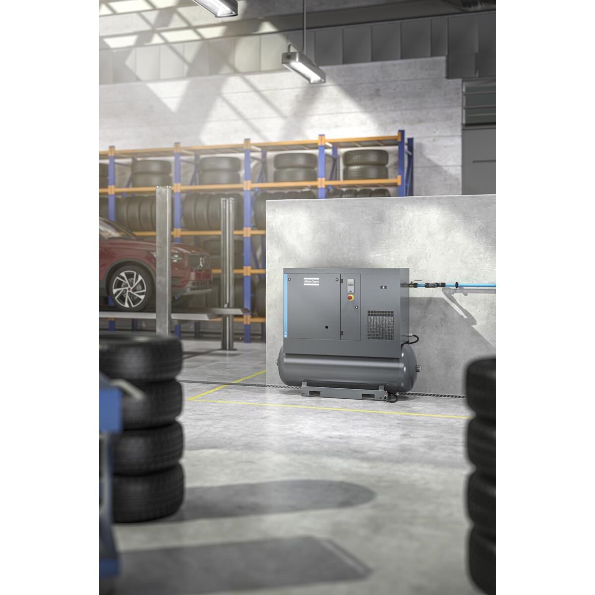 Compressore a vite Atlas Copco G 5 FF- 8 bar, incluso essiccatore a refrigerazione e serbatoio