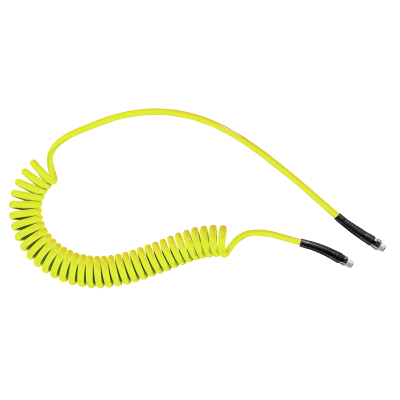 Tubi flessibili a spirale in poliuretano 6,5 x 10 mm - 6 m con attacco filettato fisso e flangia filettata girevole