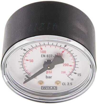 Manometer waagerecht (KU/Ms), 50mm, 0 - 16 bar, G 1/4"