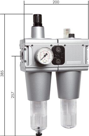 Unità di manutenzione MULTIFIX (5), 2 pezzi, G 3/4", 0,1 - 3 bar, scarico automatico della condensa (chiuso senza pressione), BG 5