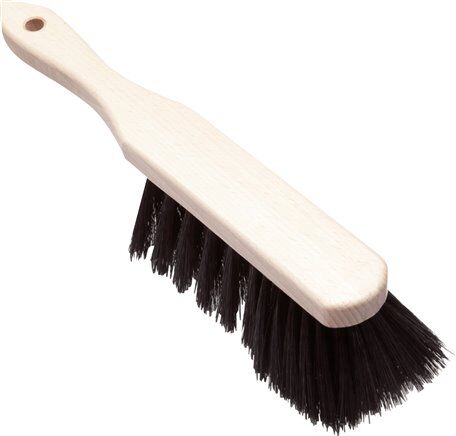 Scopa manuale industriale in legno con setole in fibra sintetica nera, per sporco fine, 30 cm