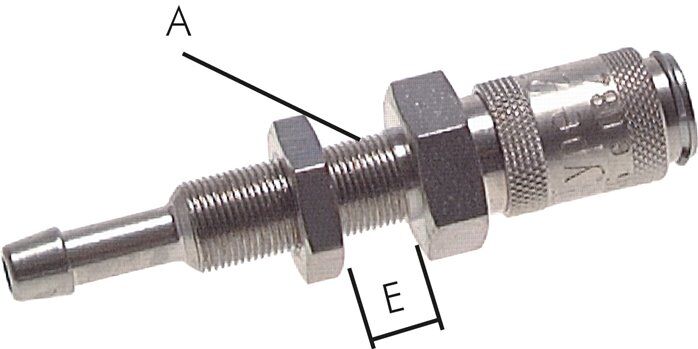 Schott-Schnellkupplung (NW2,7) 3mm Schlauch, Messing vernickelt