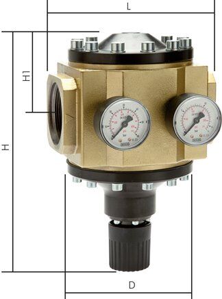 Régulateur de pression haute pression, verrouillable G 1-1/2" 0,5 - 6 bar
