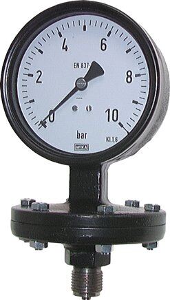 Plattenfeder-Manometer senkrecht, 100mm, 0 - 6 bar
