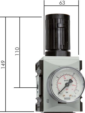 Regolatore di pressione di sicurezza FUTURA, G 1/2", 0,5 - 8 bar, serie 2, con valvola a sfera bloccabile e valvola di riempimento