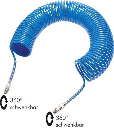 PA-Spiralschlauch G 1/4"-10 x 8 mm, 5,0 mtr. Arbeitslänge, blau