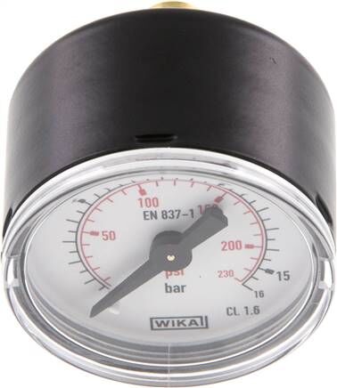 Manometer waagerecht (ST/Ms), 40mm, 0 - 16 bar, G 1/8"