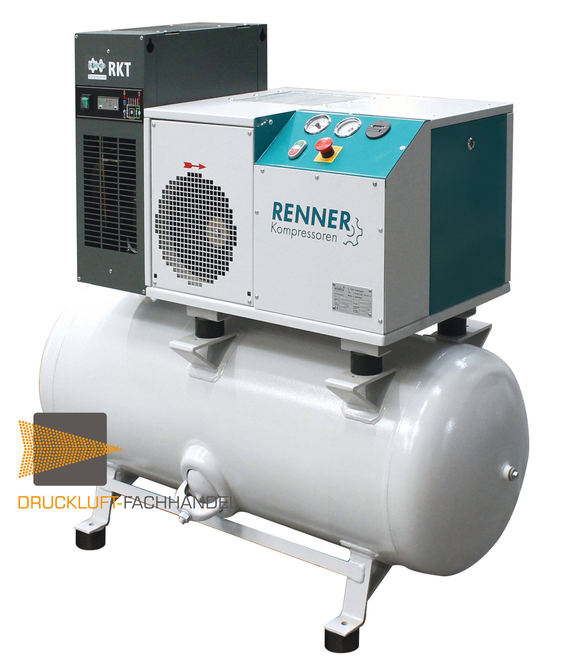 RENNER-Kompressor RSDK-B 5,5 mit 250 L. Behälter u. Trockner | Schraubenkompressor