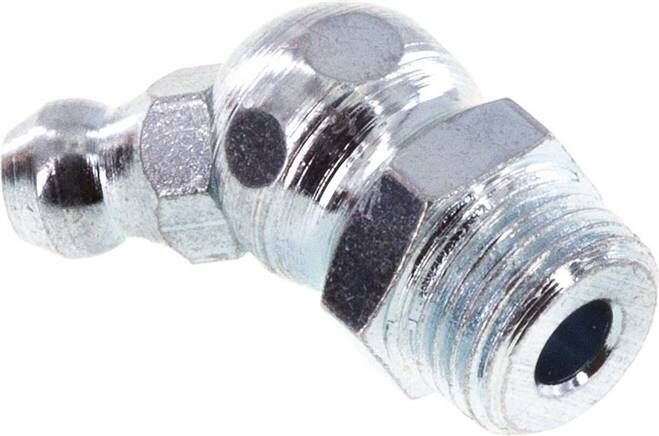 Ingrassatore conico 45°, R 1/8", acciaio zincato (esagonale)