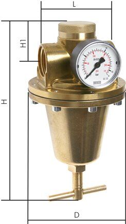 Riduttore di pressione dell'acqua (40 bar) G 1-1/2", 0,5 - 10 bar