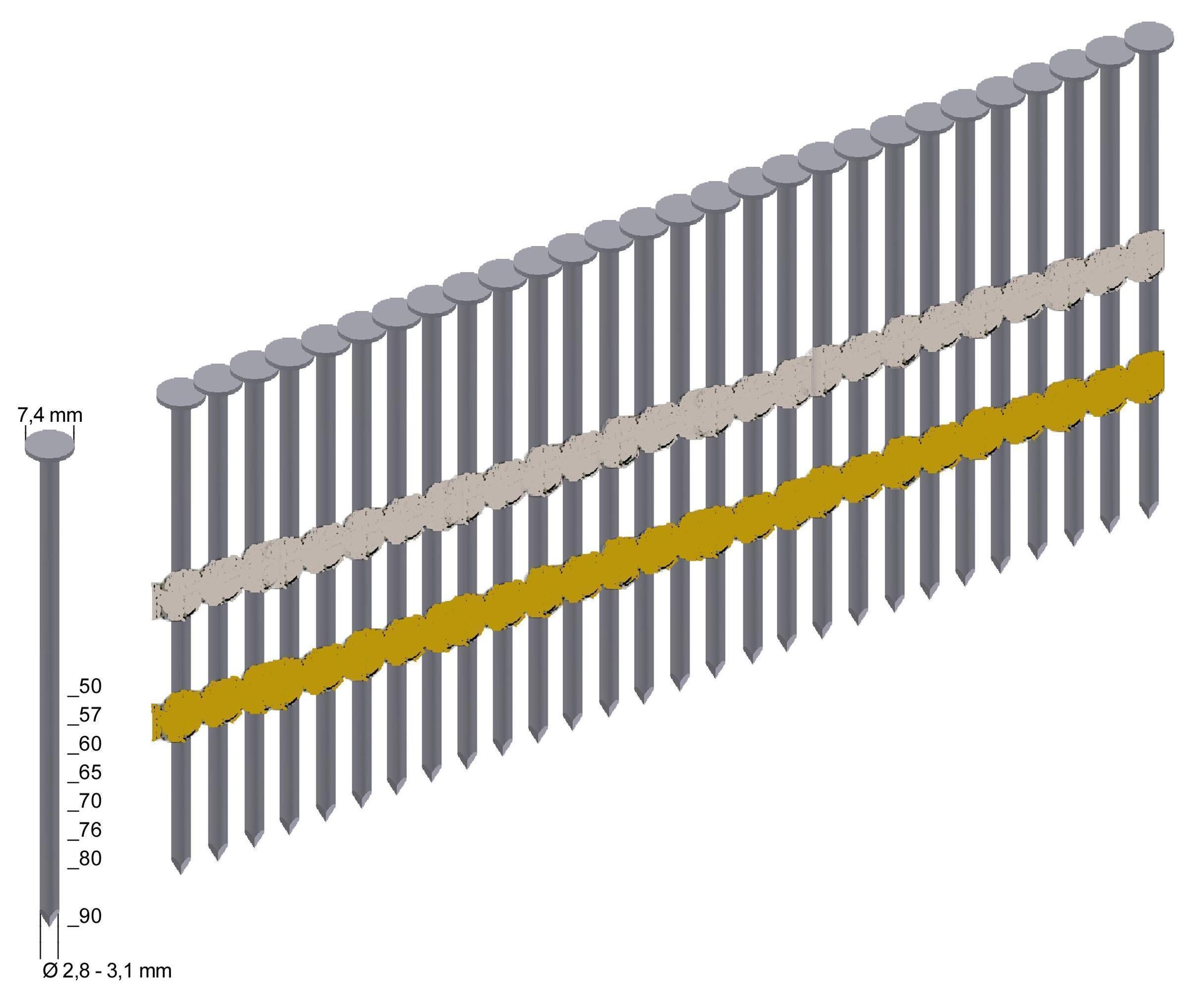 Chiodi a striscia Prebena RK38/130BK con gambo liscio