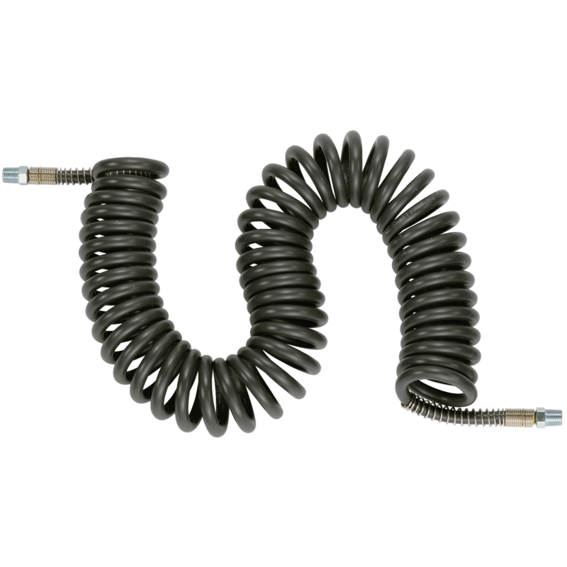 Tuyau spiralé en PVC/polyuréthane 6,5 x 12 mm -7,5 m avec 2 raccords mâles fixes