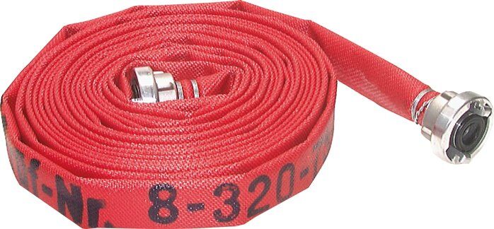 Manichetta antincendio DIN 14811, DN75-75-B, rossa, classe 2, 15 metri.