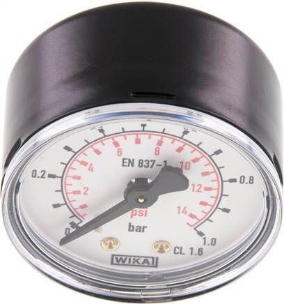 Manometer waagerecht (ST/Ms), 50mm, 0 - 1 bar, G 1/4"