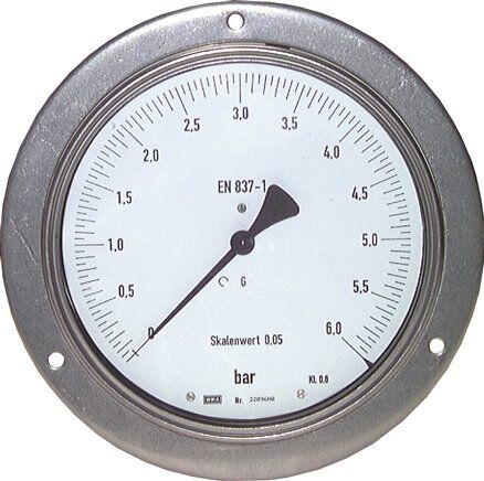 Feinmess-Manometer waagerecht, 160mm, 0 - 16 bar