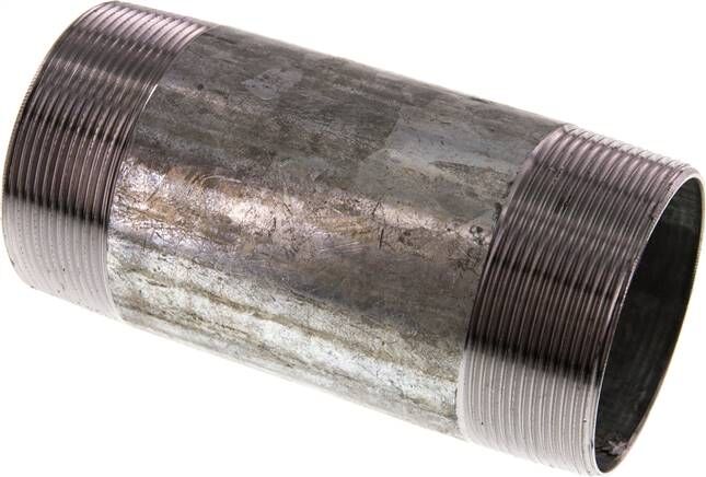 Nipplo doppio per tubi R 2-1/2"-150mm, tubo in acciaio ST 37 zincato