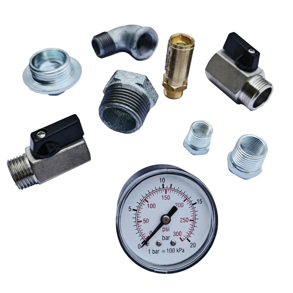 Druckluftbehälter 500 lt, 11 bar, Stahl verzinkt, AD 2000 mit Armaturensatz, 1830126069