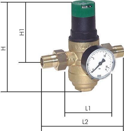 Réducteur de pression pour eau potable R 1-1/2", 1,5 - 6 bar, DVGW