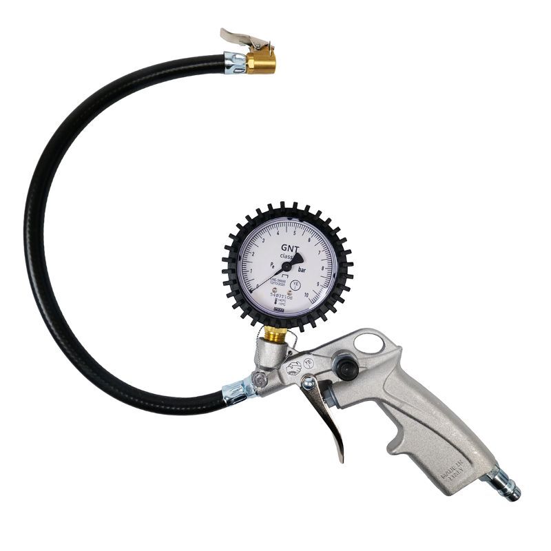 Gonfiatore per pneumatici FAIRAIR RF-G-SET, calibrato, con tubo da 37 cm + set di adattatori da 5 pezzi, FA30003