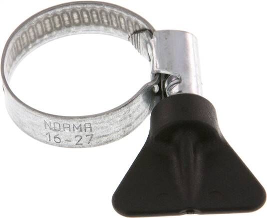 9mm Collier de serrage 16 - 27mm, acier galvanisé (W1) (NORMA)
