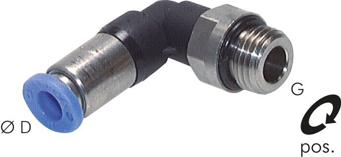 Connettore push-in angolare, auto-chiusura G 1/8"-8mm