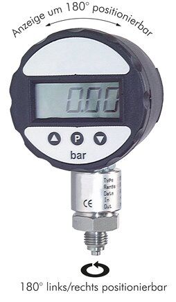 Digital-Manometer 0 - 400 bar, Dauerbetrieb bei externer 24 V DC-Versorgung und