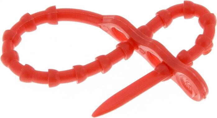 Collier de serrage détachable, 120mm, 2 oeillets de fixation, rouge