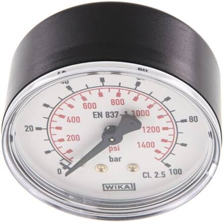 Manometer waagerecht (KU/Ms), 63mm, 0 - 100 bar, G 1/4"