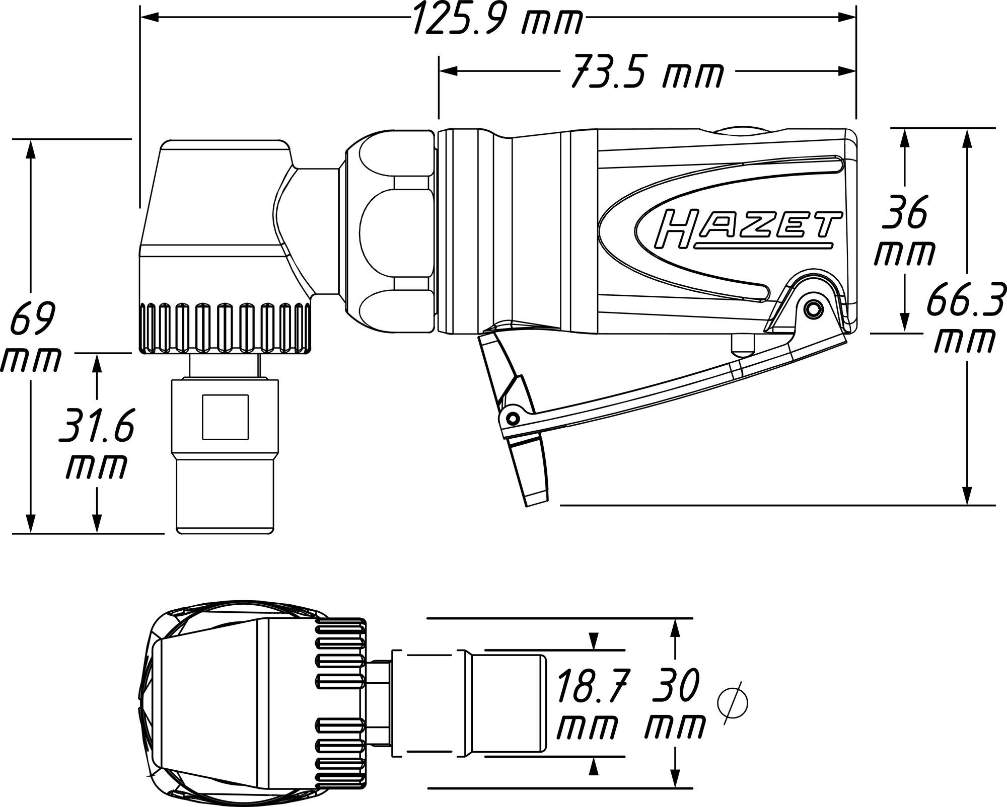 Mini-ponceuse pneumatique coudée disque 50 mm HAZET