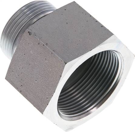 Riduttore idraulico G 1-1/4"(maschio)-G 1-1/2"(femmina), acciaio zincato, guarnizione in elastomero