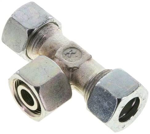 Raccordo a T regolabile 15 L (M22x1,5), acciaio zincato, con cono di tenuta e O-ring