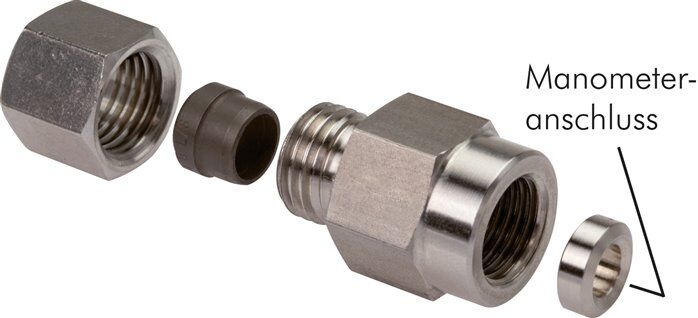 Manometro con anello di bloccaggio G 1/2"-6 S (M14x1.5), 1.4571