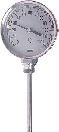 Termometro bimetallico, verticale D100/0 a +80°C/200mm