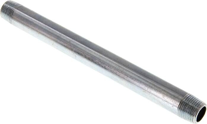 Nipplo doppio per tubi R 3/8"-180mm, tubo in acciaio ST 37 zincato
