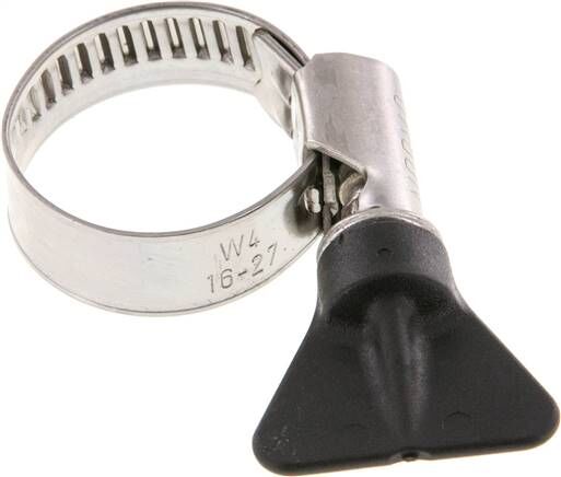 fascetta stringitubo da 12 mm 16 - 27 mm, 1.4301 (W4) (NORMA) con impugnatura ad alette