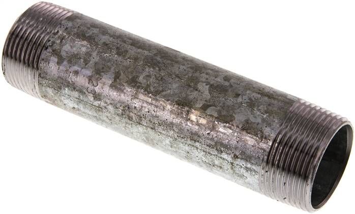Nipplo doppio per tubi R 1-1/4"-150mm, tubo in acciaio ST 37 zincato