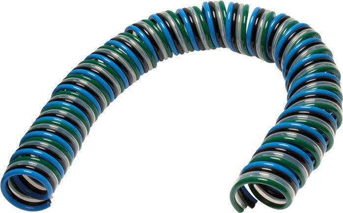 Tubo a spirale in PU 8 x 6mm 5,0mtr. Tubo Quattro (4 pieghe), radiale