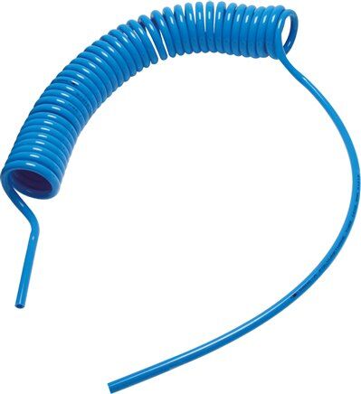 Tuyau spiralé PUR 8 x 5 mm, bleu, longueur de travail 6,0 mtr